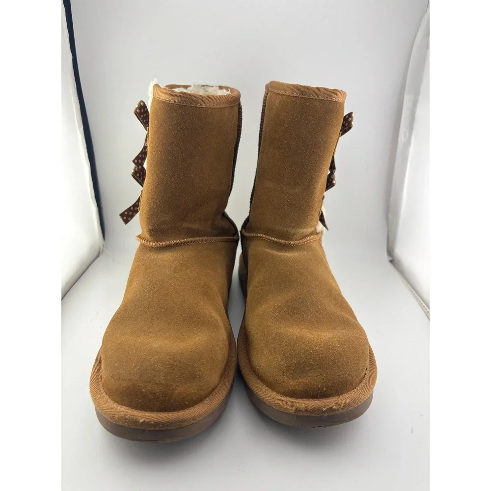 Koolaburra by UGG Victoria Chestnut Suede Bow Boots 1116750 Kids Size 5